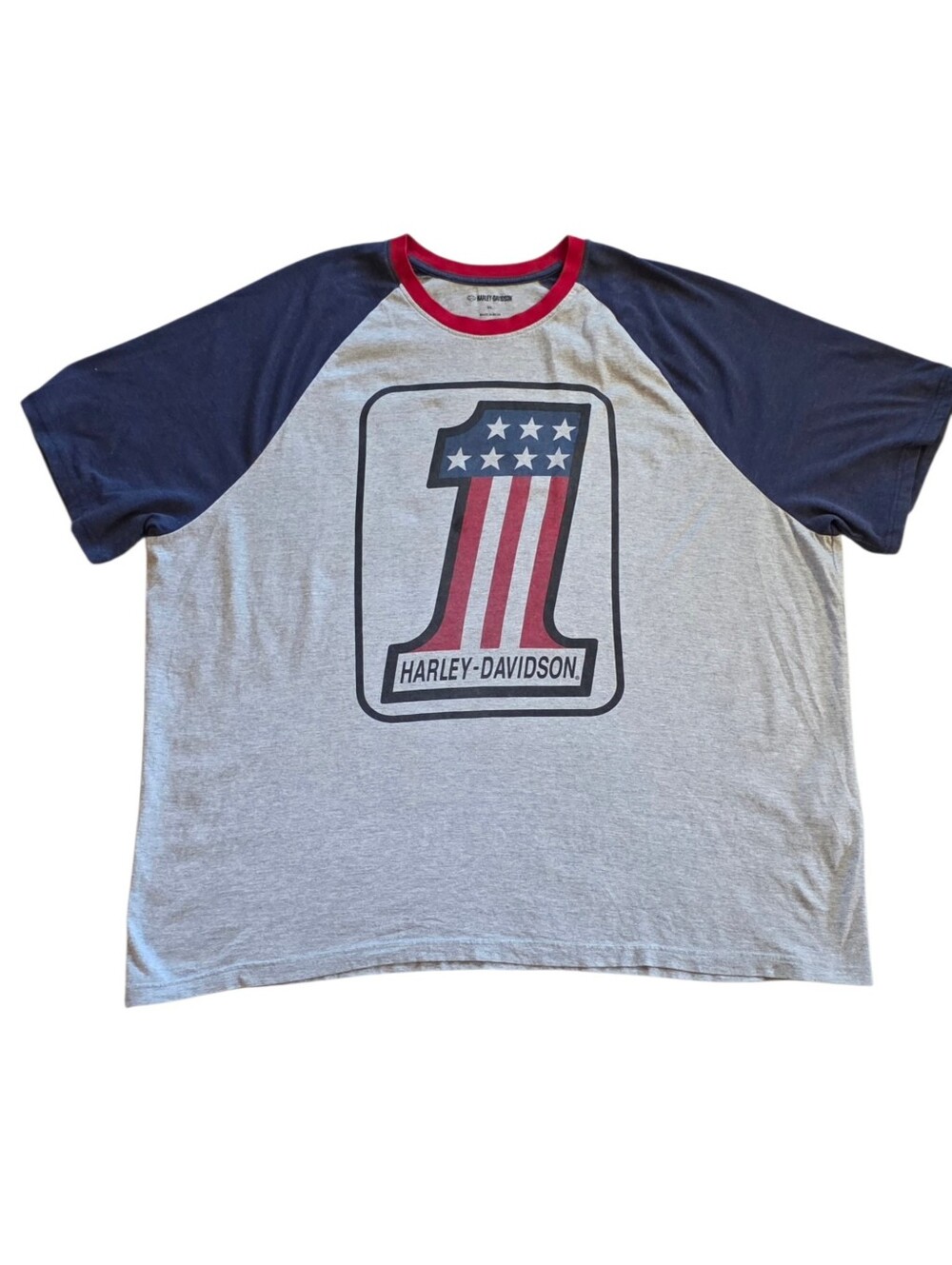 Harley Davidson 4XL Raglan Big Man Motorcycle Tee Shirt #1 USA Patriotic XXXXL